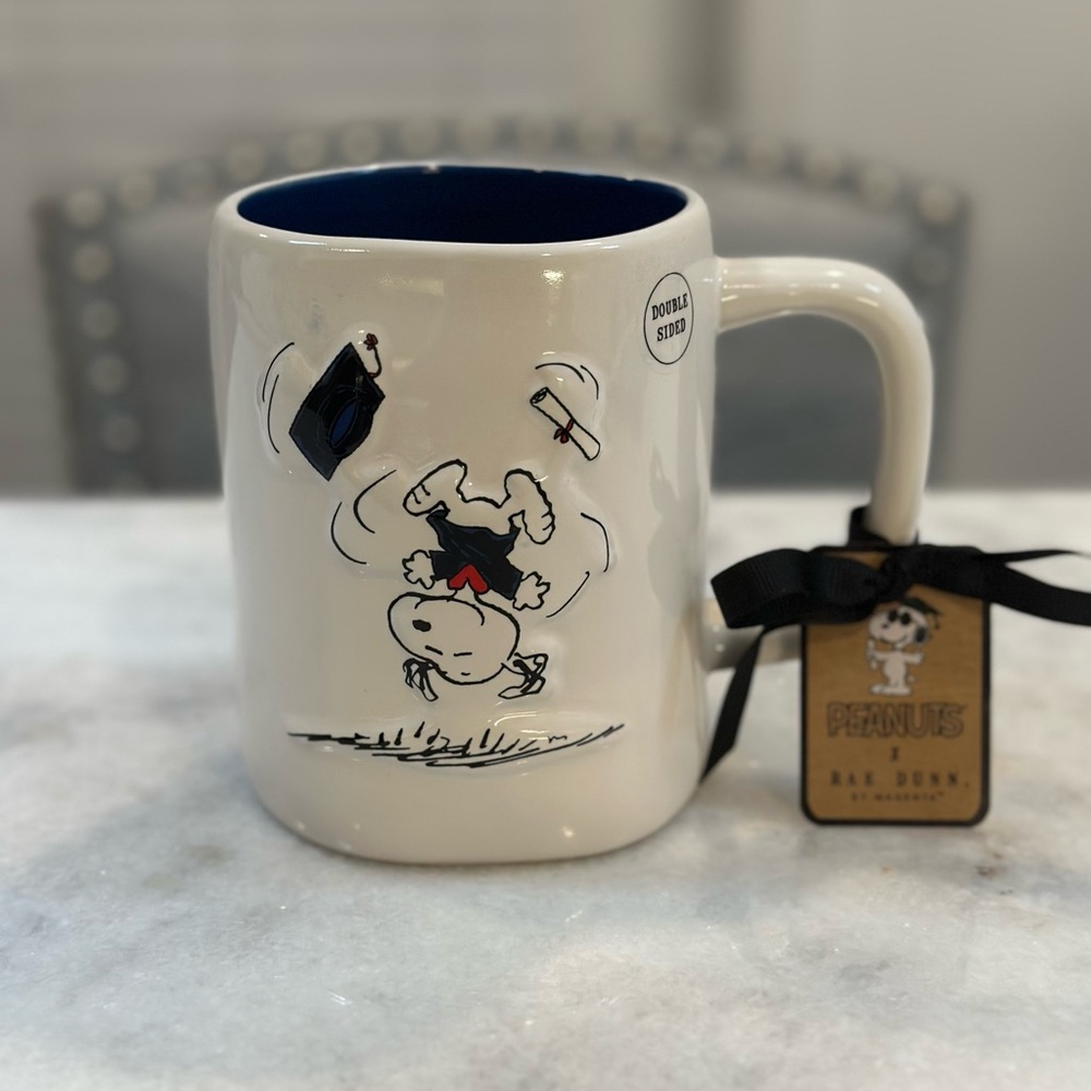 Rae Dunn Peanuts SNOOPY Graduation “DREAM BIG” Double-Sided Mug